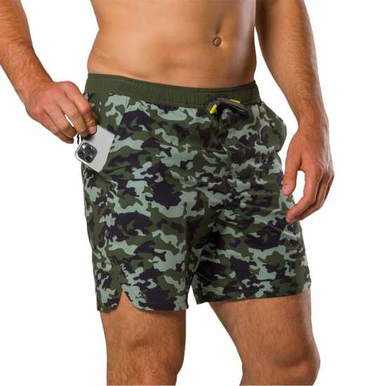 Nathan Men's Performance Running Shorts Зелена Камуфлаж 