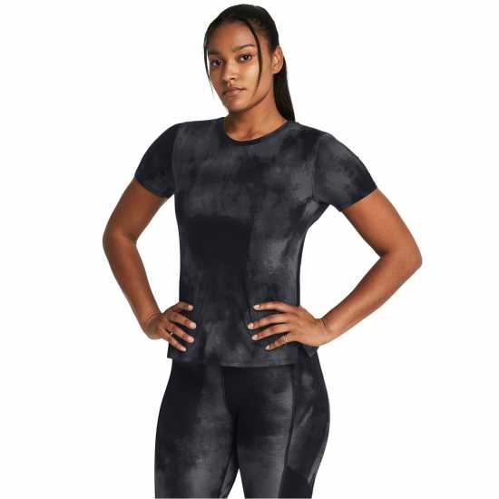 Under Armour Дамско Горнище За Бягане Armour Ua Launch Elite Printed Ss Running Top Womens Black Дамски дрехи за бягане