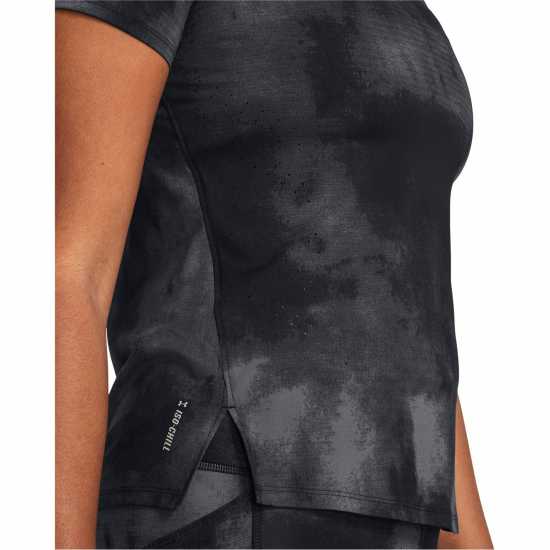 Under Armour Дамско Горнище За Бягане Armour Ua Launch Elite Printed Ss Running Top Womens Black Дамски дрехи за бягане