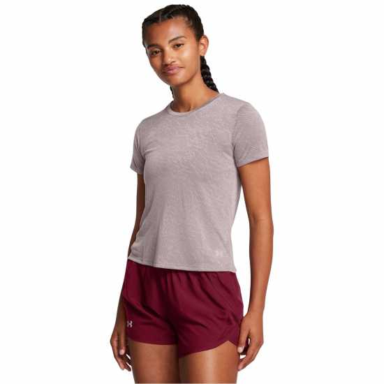 Under Armour Дамско Горнище За Бягане Armour Ua Launch Camo Shortsleeve Running Top Womens Grey Дамски тениски и фланелки