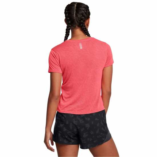 Under Armour Дамско Горнище За Бягане Armour Ua Launch Camo Shortsleeve Running Top Womens Red Дамски тениски и фланелки