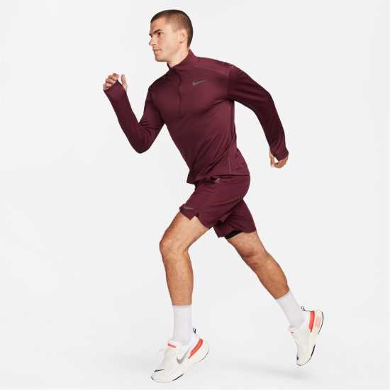 Nike Мъжко Горнище За Бягане Half Zip Core Long Sleeve Running Top Mens Maroon Мъжко облекло за едри хора