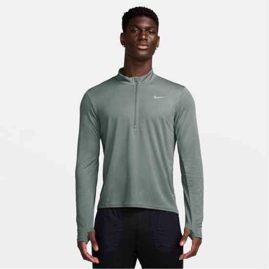Nike Мъжко Горнище За Бягане Half Zip Core Long Sleeve Running Top Mens Clay Green Мъжки горнища с цип