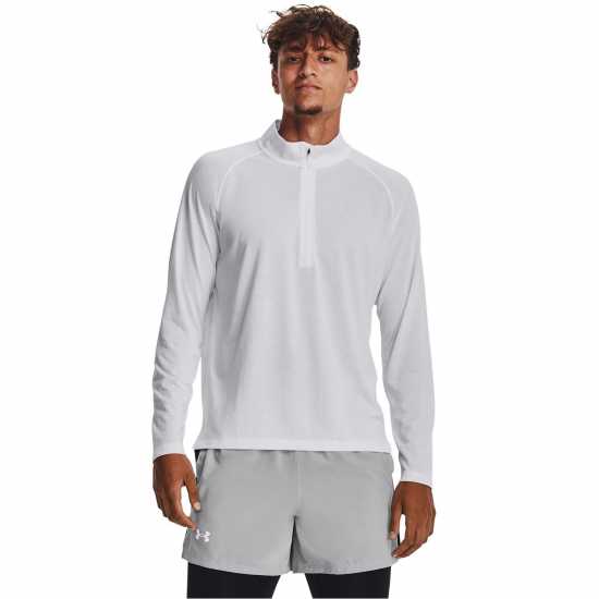 Under Armour Мъжко Горнище Полу-Цип Streaker Half Zip Top Mens White/Reflect Мъжки ризи