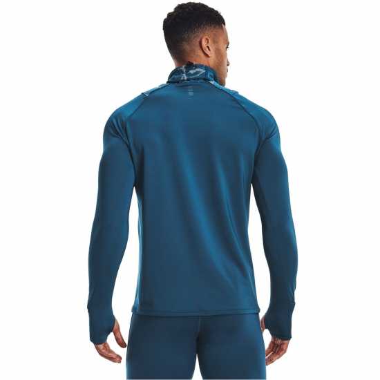 Under Armour Out Run The Cold Mens Funnel Top Petrol Blue Мъжки ризи