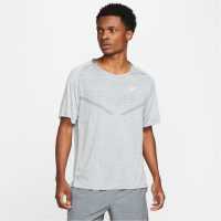 Nike Мъжка Тениска За Бягане Dri-Fit Techknit Short Sleeve Running T Shirt Mens Smoke/Grey Мъжки ризи