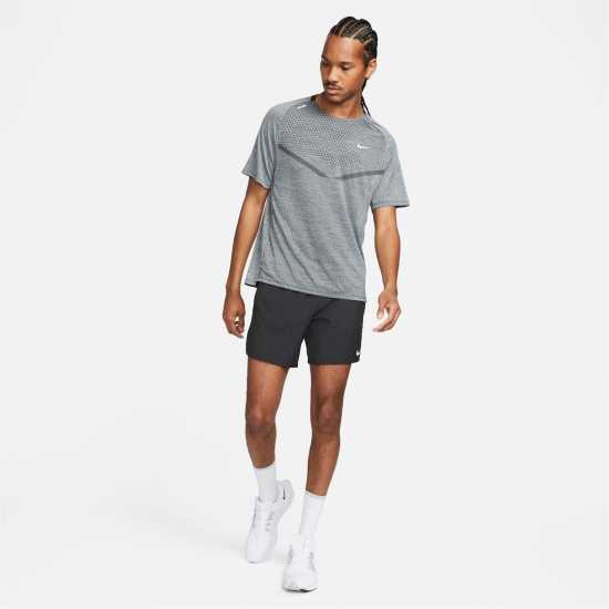 Nike Мъжка Тениска За Бягане Dri-Fit Techknit Short Sleeve Running T Shirt Mens Black/Smoke Мъжки ризи