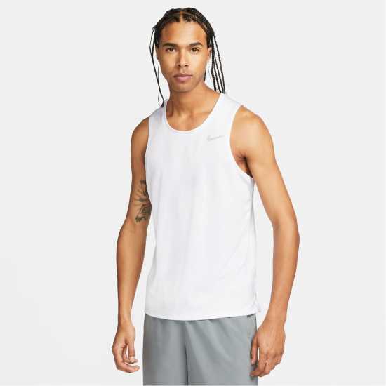 Nike Dri-FIT Miler Men's Running Tank Бяло/сребро Nike Dri-FIT Miler Men's Running Tank Бяло/сребро