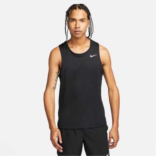 Nike Dri-FIT Miler Men's Running Tank Черно/сребро Мъжки дрехи за бягане