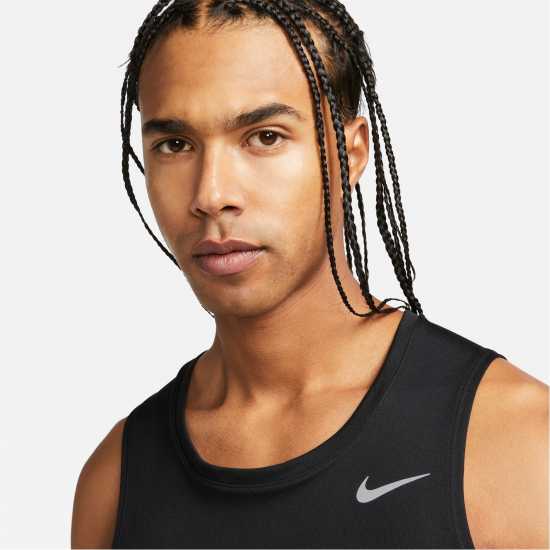 Nike Dri-FIT Miler Men's Running Tank Черно/сребро Мъжки дрехи за бягане