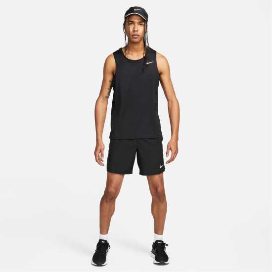 Nike Dri-FIT Miler Men's Running Tank Черно/сребро Мъжки дрехи за бягане