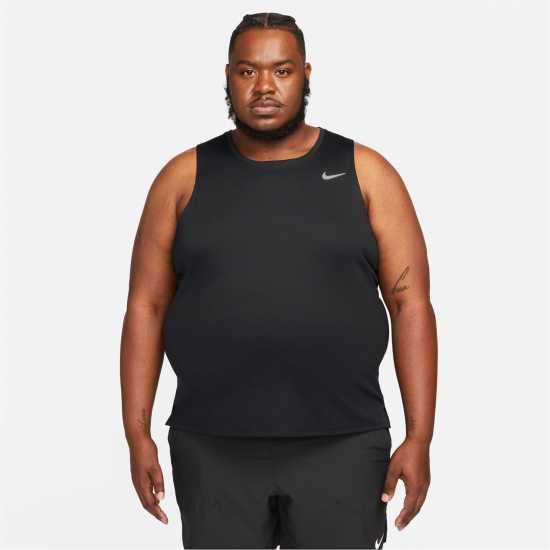 Nike Dri-FIT Miler Men's Running Tank Черно/сребро Мъжки дрехи за бягане