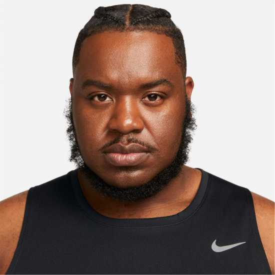 Nike Dri-FIT Miler Men's Running Tank Черно/сребро Мъжки дрехи за бягане