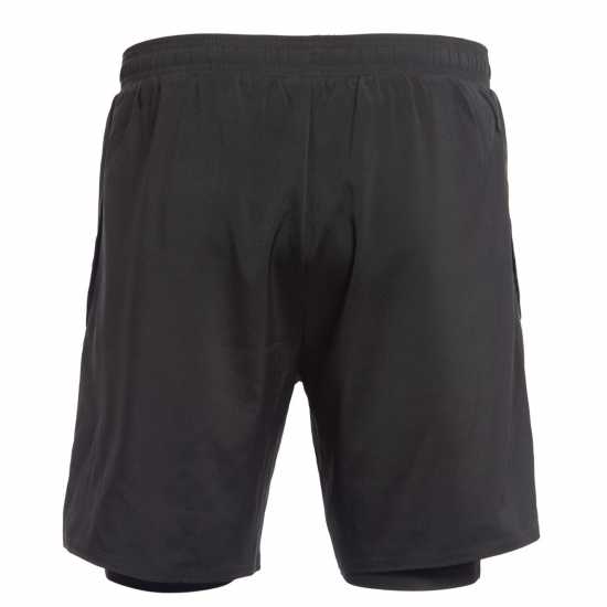 Мъжки Шорти За Бягане Karrimor 2 In 1 Running Shorts Mens Черно Мъжки къси панталони