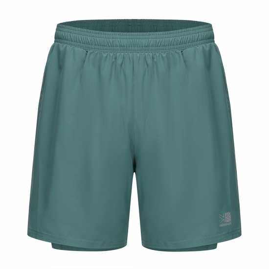 Мъжки Шорти За Бягане Karrimor 2 In 1 Running Shorts Mens Green Spruce Мъжки дрехи за бягане
