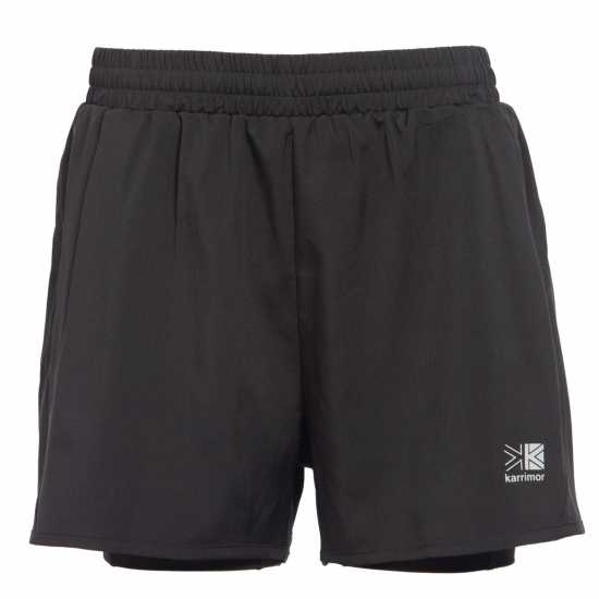 Дамски Шорти Karrimor 2 In 1 Running Shorts Womens Черно Дамски клинове за фитнес