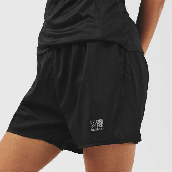 Дамски Шорти Karrimor 2 In 1 Running Shorts Womens Черно Дамски клинове за фитнес