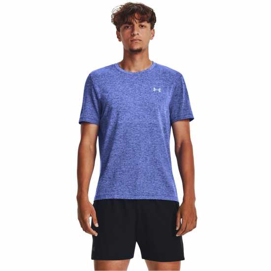 Under Armour Seamless Stride Tee Blue Мъжки дрехи за бягане