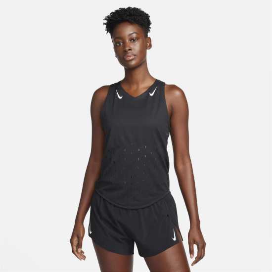 Nike AeroSwift Women's Dri-FIT ADV Running Singlet Черно/Бяло Дамски дрехи за бягане