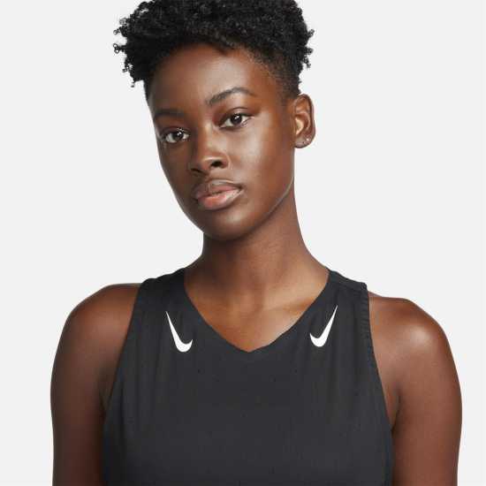 Nike AeroSwift Women's Dri-FIT ADV Running Singlet Черно/Бяло Дамски дрехи за бягане