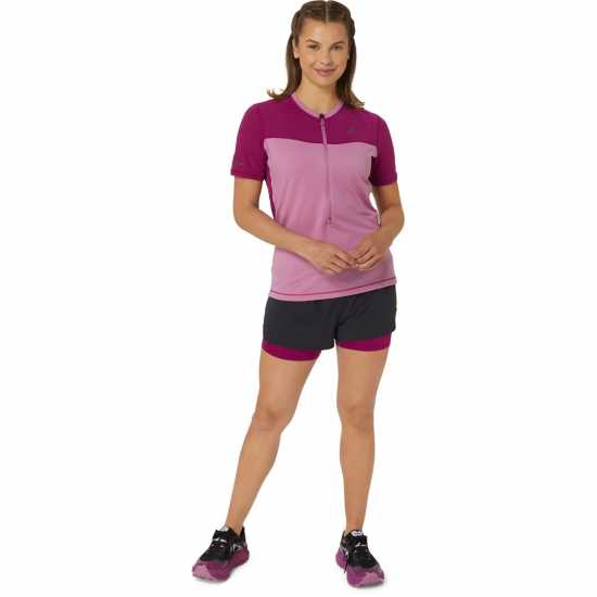 Дамски горнища с цип Asics Fuji Short Sleeve Top Ld42 Мека Череша Asics Fuji Short Sleeve Top Ld42 Мека Череша Дамски горнища с цип