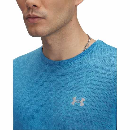 Under Armour Мъжка Риза Launch Camo Running T-Shirt Mens Blue/Reflective Мъжки дрехи за бягане
