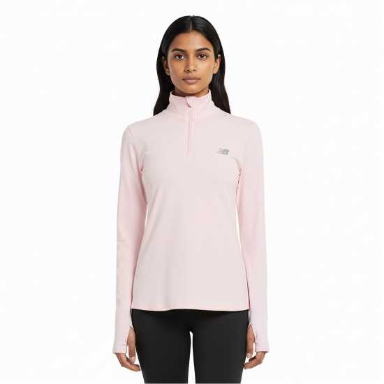 New Balance Womens Running Space Dye Quarter Zip Pink Salt 
