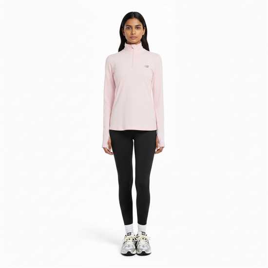 New Balance Womens Running Space Dye Quarter Zip Pink Salt 