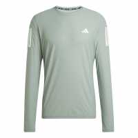 Adidas Own The Run Long-Sleeve Top Mens Сребърно зелено Мъжки дрехи за бягане