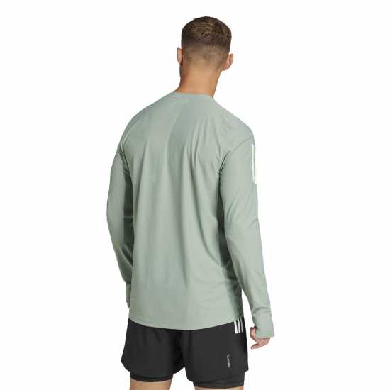 Adidas Own The Run Long-Sleeve Top Mens Сребърно зелено Мъжки дрехи за бягане