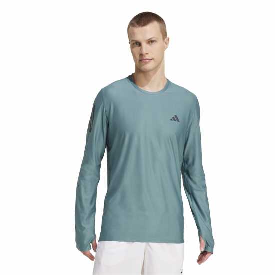 Adidas Own The Run Long-Sleeve Top Mens Preloved Teal Мъжки дрехи за бягане