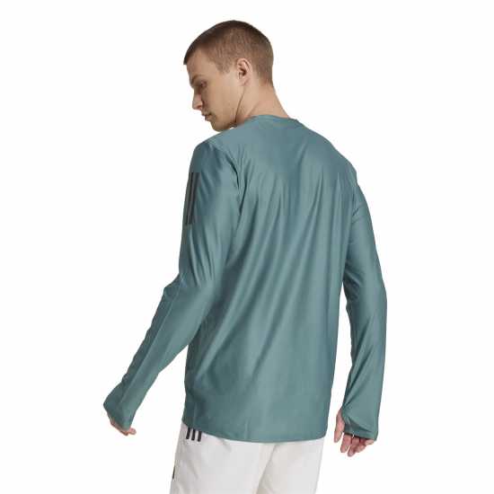 Adidas Own The Run Long-Sleeve Top Mens Preloved Teal Мъжки дрехи за бягане