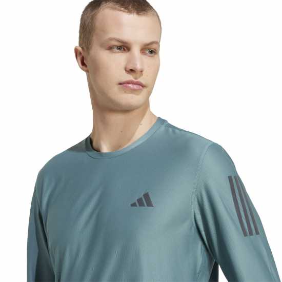 Adidas Own The Run Long-Sleeve Top Mens Preloved Teal Мъжки дрехи за бягане