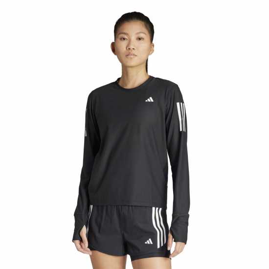 Adidas Own The Run Long-Sleeve Top Womens Черно Дамски дрехи за бягане