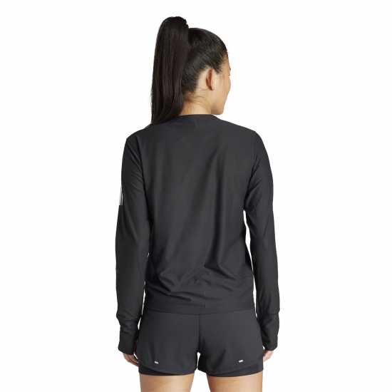 Adidas Own The Run Long-Sleeve Top Womens Черно Дамски дрехи за бягане