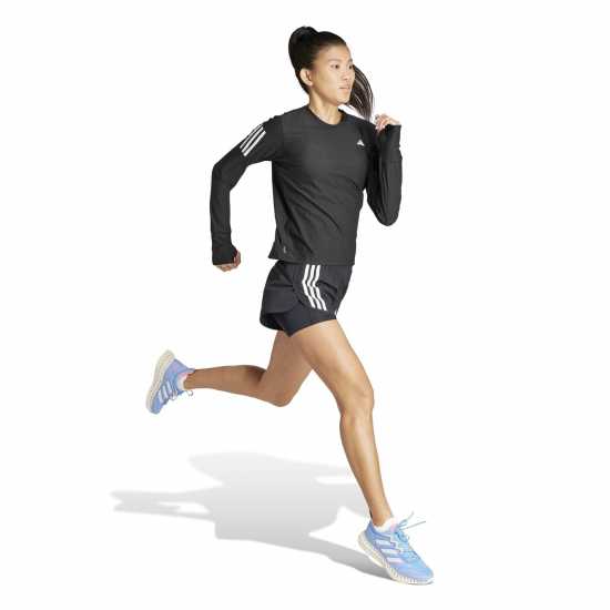 Adidas Own The Run Long-Sleeve Top Womens Черно Дамски дрехи за бягане