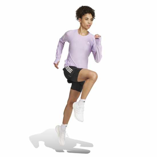 Adidas Own The Run Long-Sleeve Top Womens Powder Plum Дамски дрехи за бягане