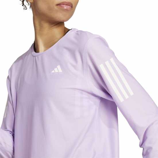 Adidas Own The Run Long-Sleeve Top Womens Powder Plum Дамски дрехи за бягане
