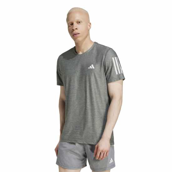 Adidas Мъжка Риза Own The Run T-Shirt Mens Grey/White Мъжки дрехи за бягане