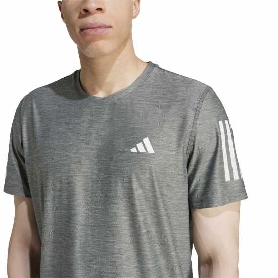 Adidas Мъжка Риза Own The Run T-Shirt Mens Grey/White Мъжки дрехи за бягане