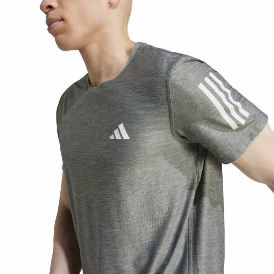 Adidas Мъжка Риза Own The Run T-Shirt Mens Grey/White Мъжки дрехи за бягане