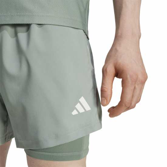 Adidas Мъжки Шорти За Бягане Own The Run 2-In-1 Running Shorts Mens Сребърно зелено Атлетика