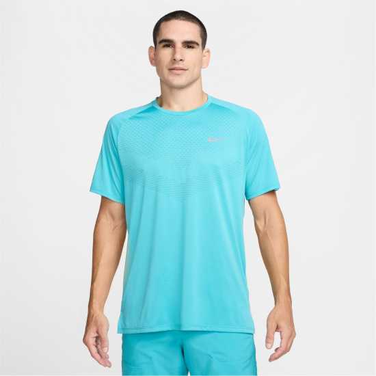 Nike Stride Short Sleeve Performance Tee Mens Кактусово синьо Атлетика