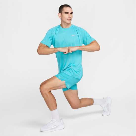 Nike Stride Short Sleeve Performance Tee Mens Кактусово синьо Атлетика