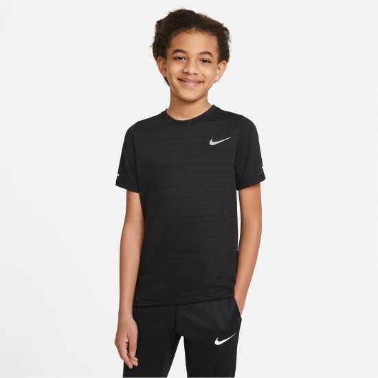 Nike Dri-FIT Miler Big Kids' (Boys') Training Top Черно Детски тениски и фланелки