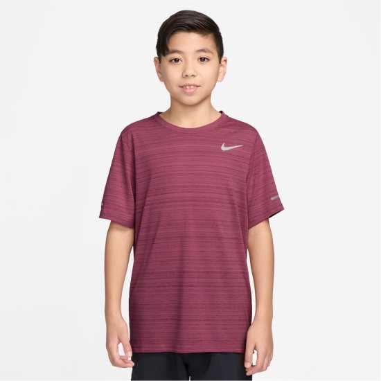 Nike Dri-Fit Miler Big Kids' (Boys') Training Top Sweet Beet Дрехи за бягане