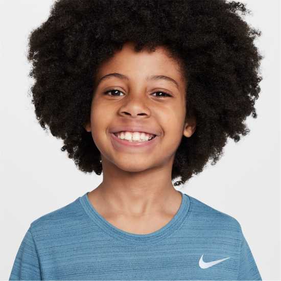 Nike Dri-FIT Miler Big Kids' (Boys') Training Top Димно синьо Детски тениски и фланелки