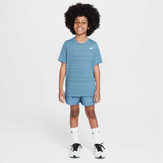 Nike Dri-FIT Miler Big Kids' (Boys') Training Top Димно синьо Детски тениски и фланелки