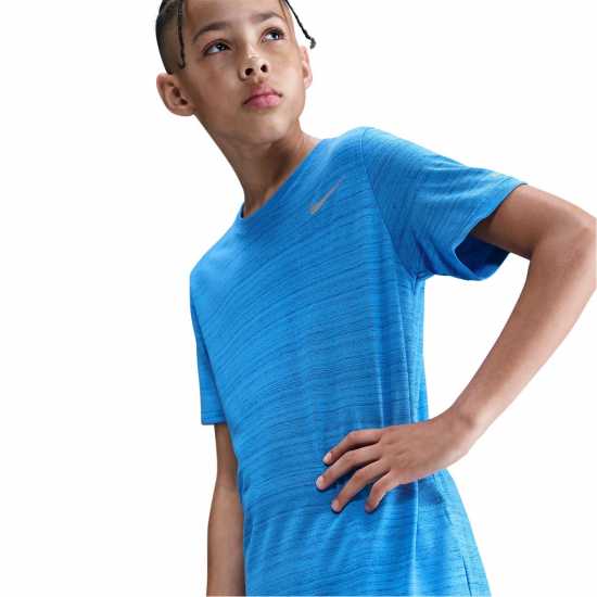 Nike Dri-Fit Miler Big Kids' (Boys') Training Top Lt Photo Blue Дрехи за бягане