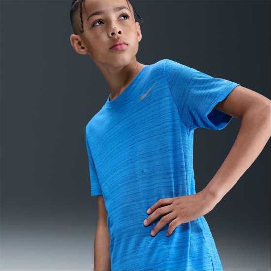 Nike Dri-Fit Miler Big Kids' (Boys') Training Top Lt Photo Blue Дрехи за бягане